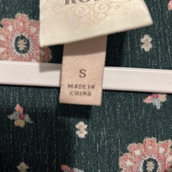 Knox Rose Women SZ S Boho Peasant Green Floral MIDI Dress - Picture 4 of 6